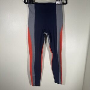 Athleta Crest Colorblock Tight Leggings Women's Small Navy Red Gray Yoga